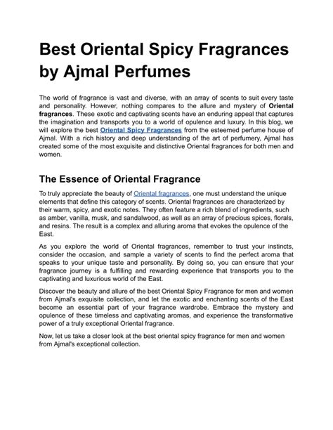 best oriental spicy fragrances.